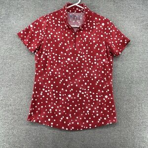 Ibkul 1/4 Zip Shirt Women Size Small Red White Polka Dot Tennis Golf UPF 50